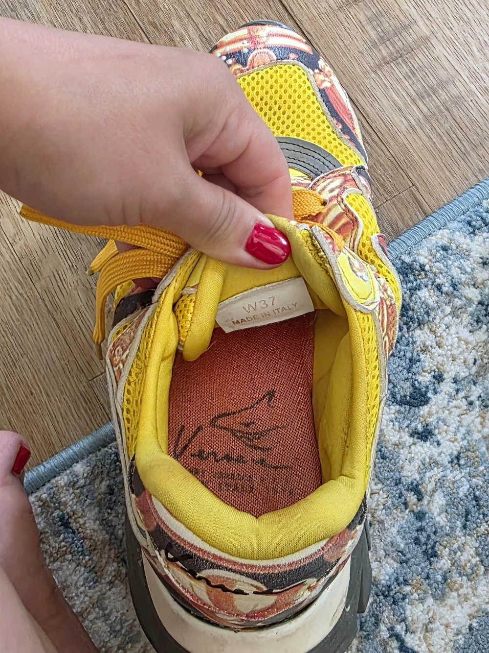 Versace Yellow and Orange Mesh Women's Sneakers - Picture 5 of 7